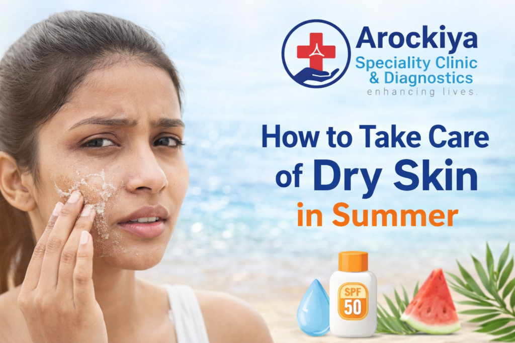 How to take care of dry skin in summer with skincare routine and sunscreen – Arockiya Clinic
